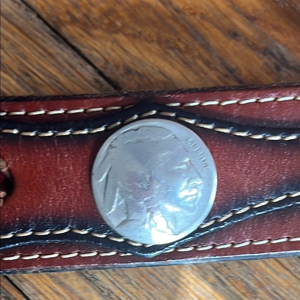 Vintage Braided Leather Buffalo Nickel Belt SMALL